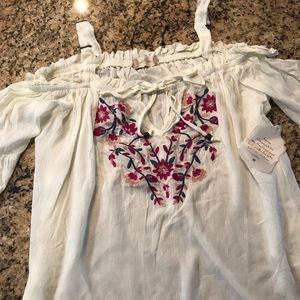 Light weight, off the shoulder airy top